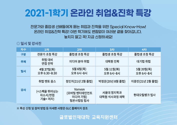 2021-1학기 온라인 취업&진학 특강